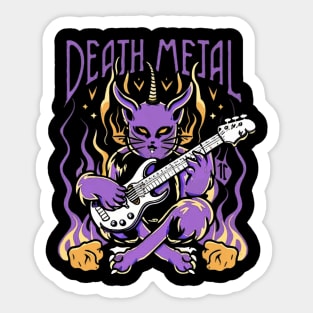 Death Metal Satanic Baphomet Cat playing guitar Sticker